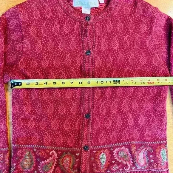 Nomadic Traders Nordic Cardigan Cottagecore Christmas Sweater Paisley Sz Medium - Picture 8 of 9